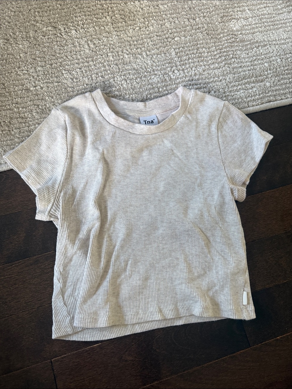 TNA Kids Short Sleeve Ribbed Tee — Light Cream